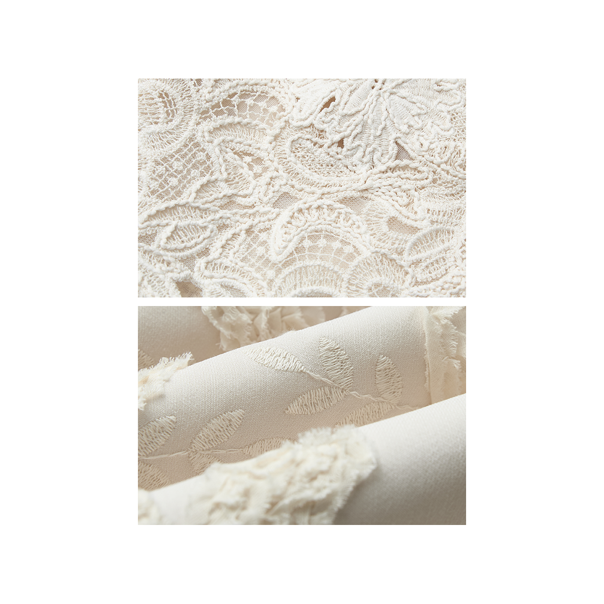 Off-white Linen-Silk Embroidered Midi Skirt
