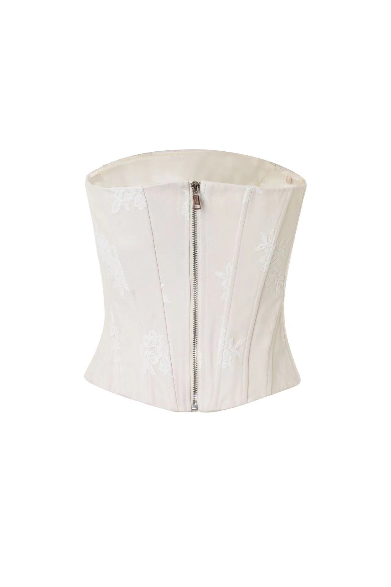 Lace-Denim Beaded Corset