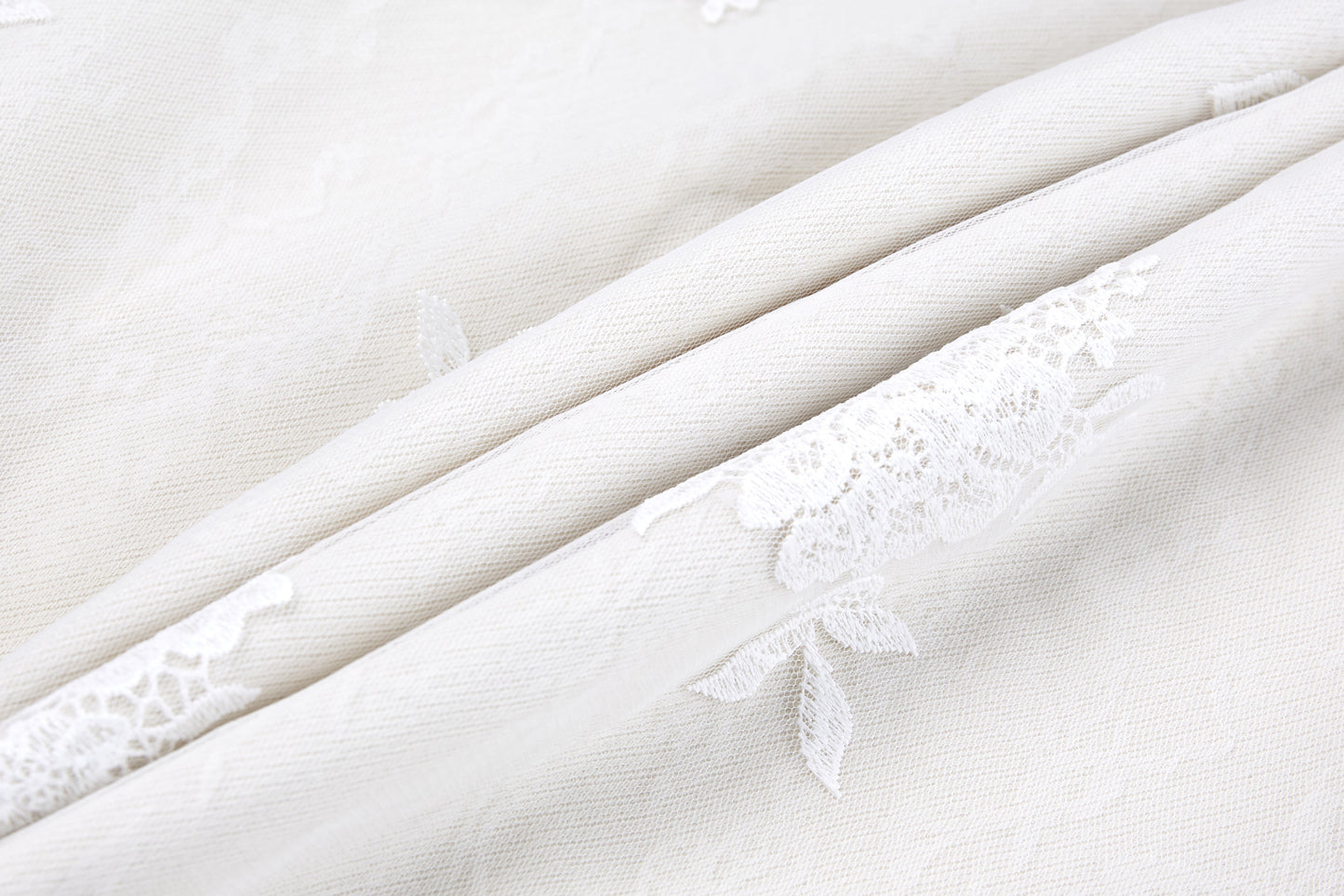 Lace-Denim A-line Skirt