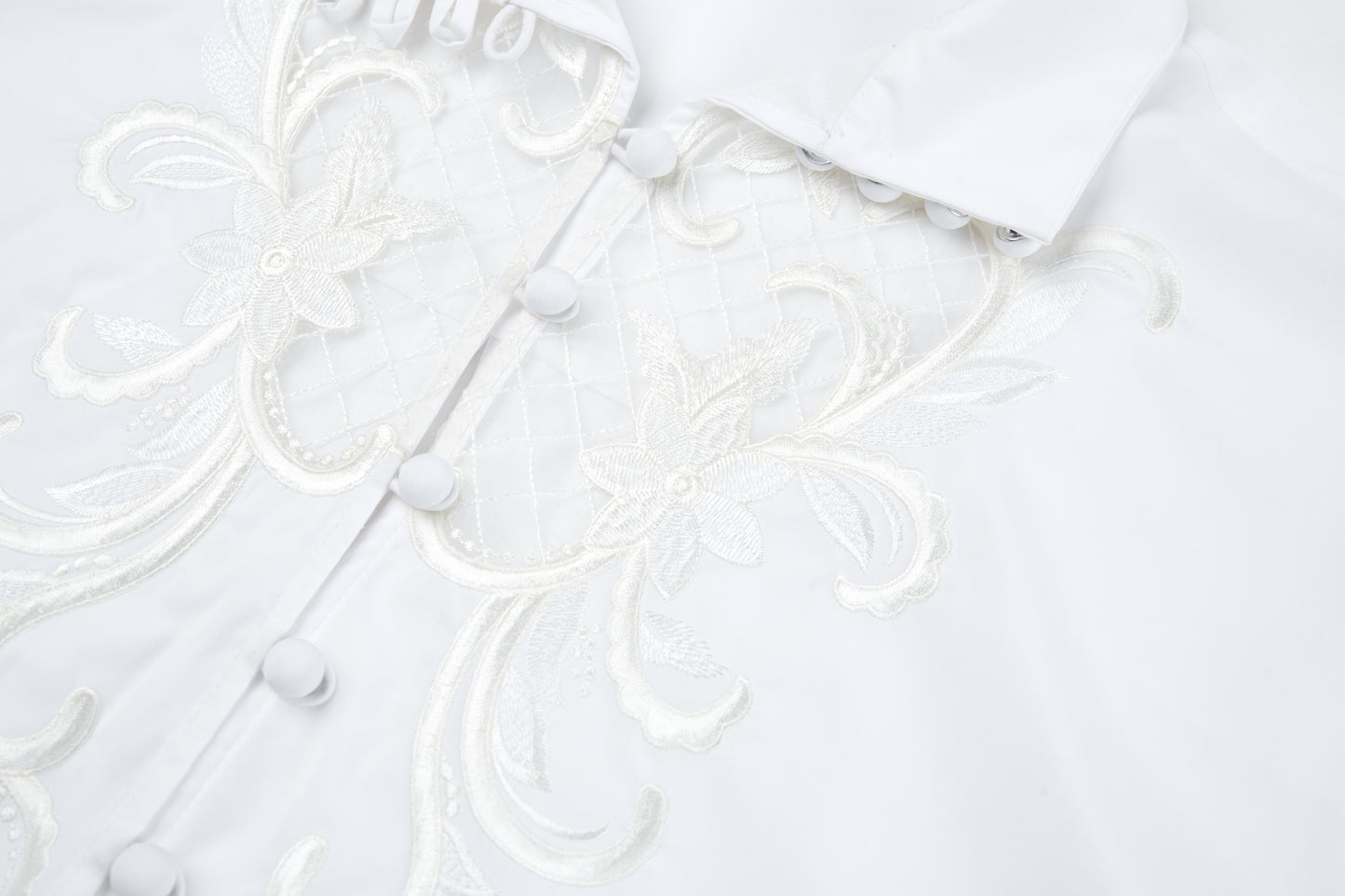 High Collar Embroidered Shirt