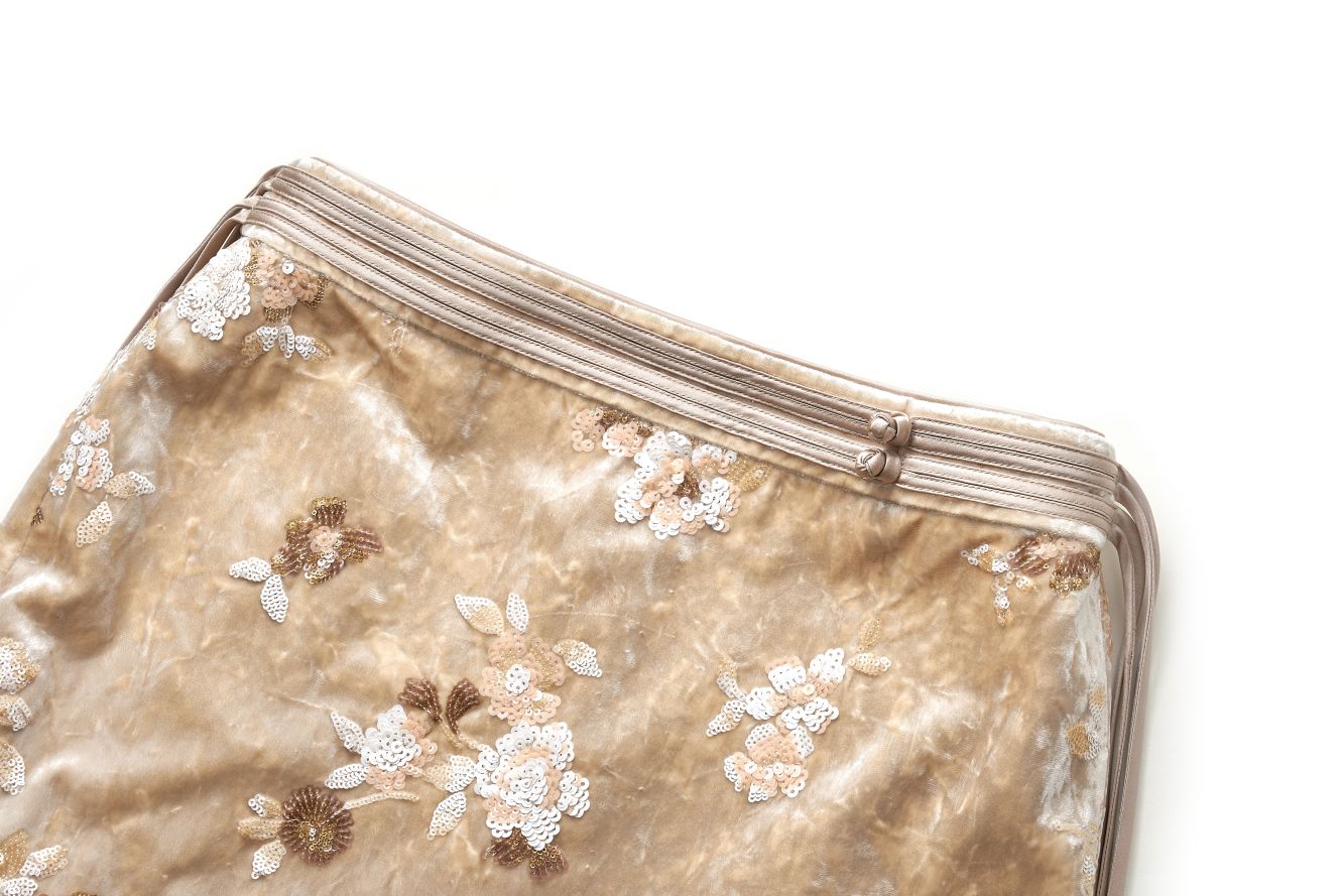Beige Floral Mini Skirt