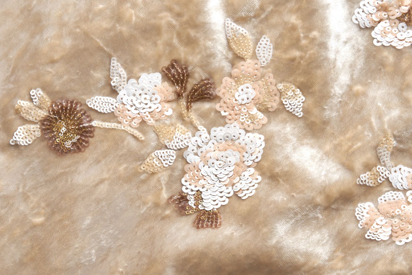 Beige Floral Mini Skirt