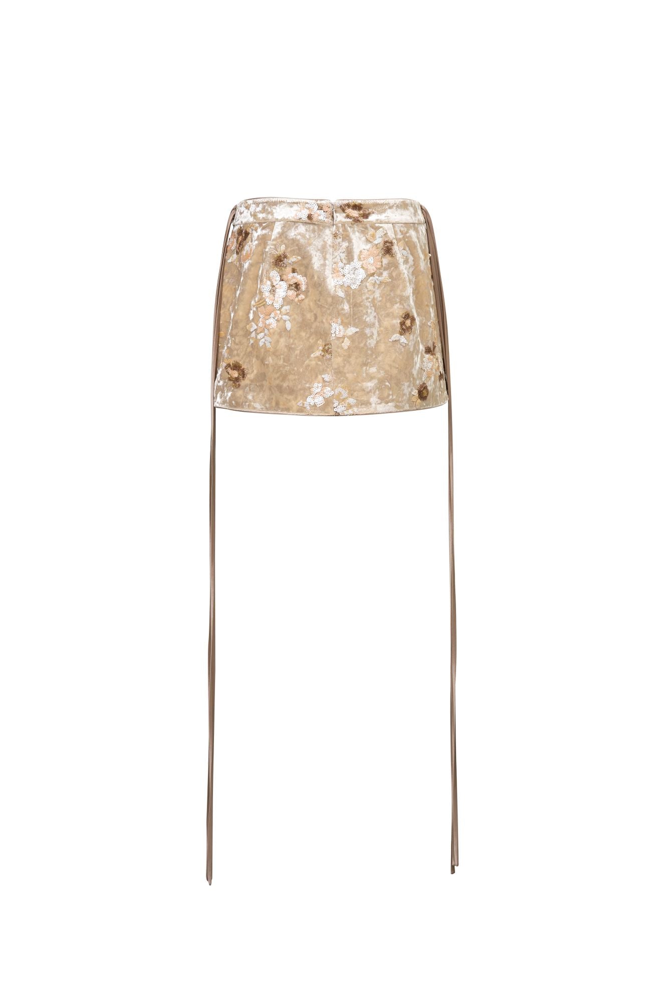 Beige Floral Mini Skirt