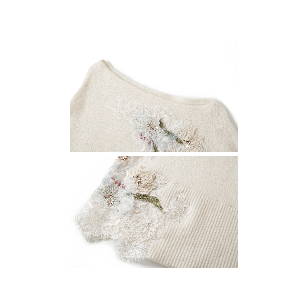 A beige embroidered woolen skirt