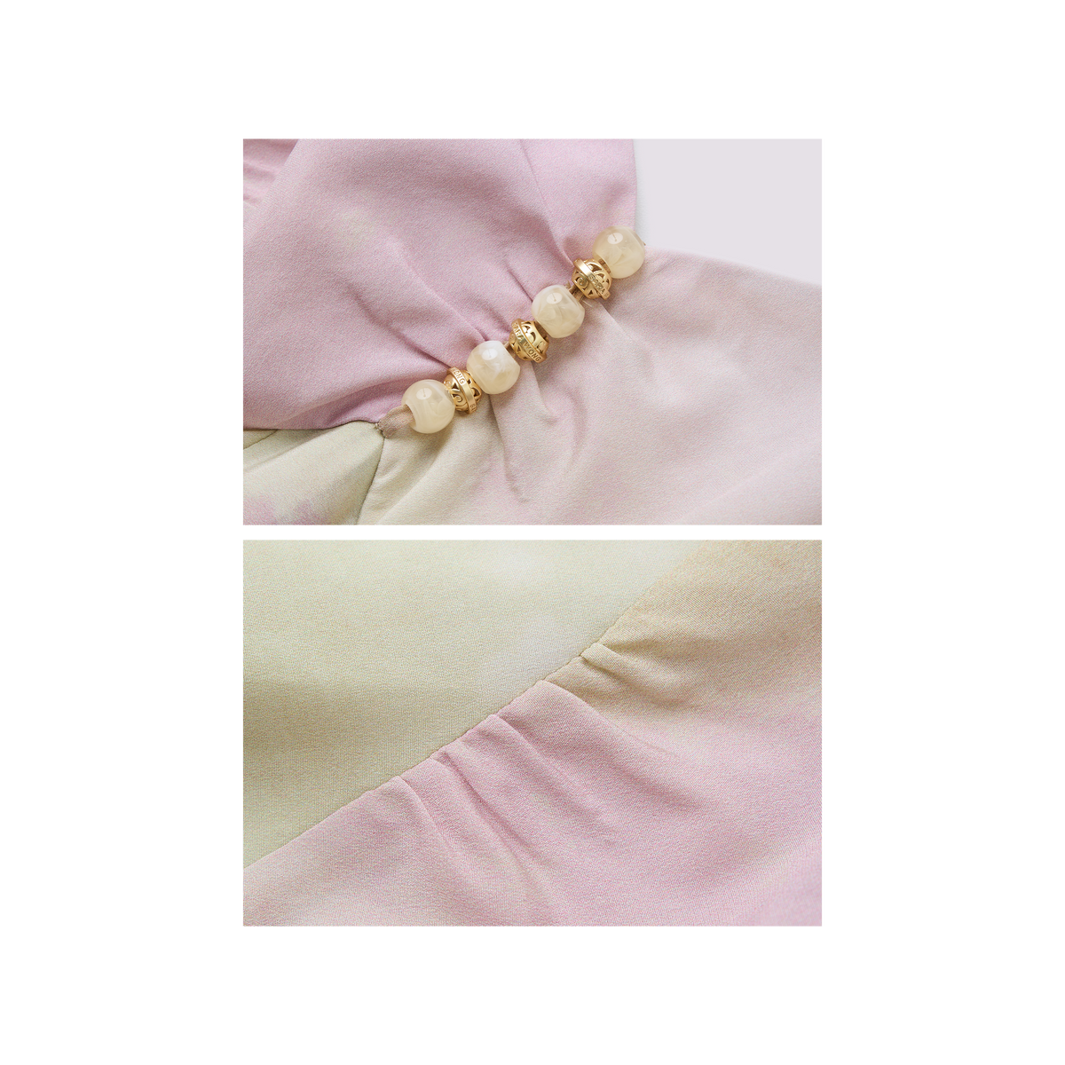 Coral pink acetate patchwork dress