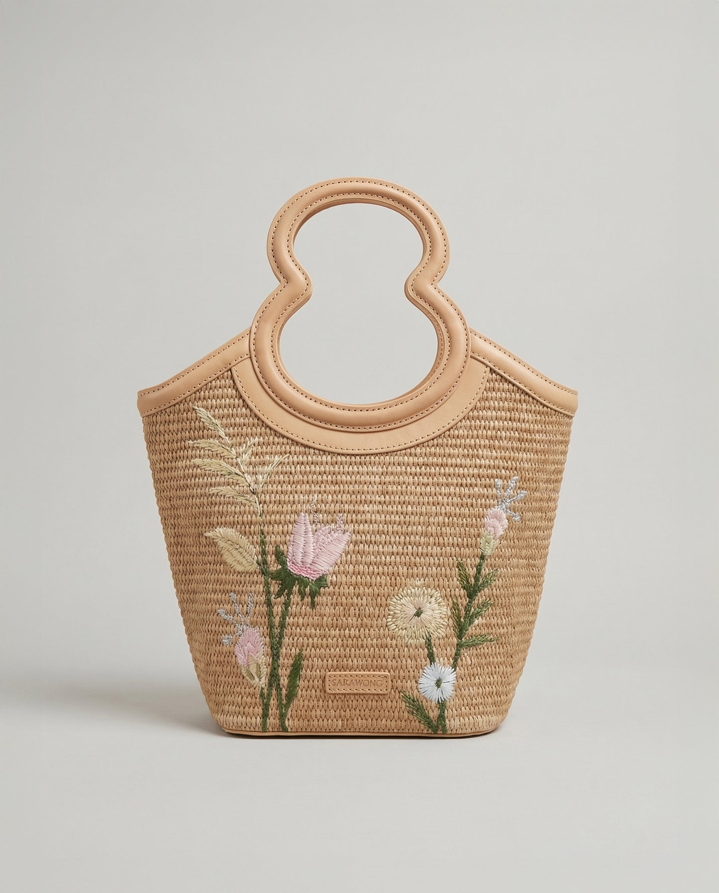 Floral-patterned bucket bag
