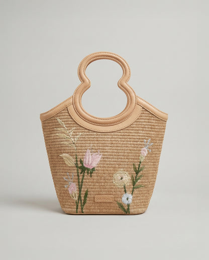 Floral-patterned bucket bag