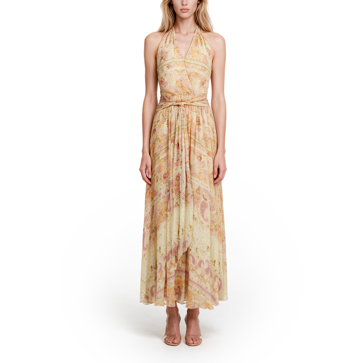 Gold printed dress