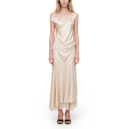 Light apricot-colored silk top