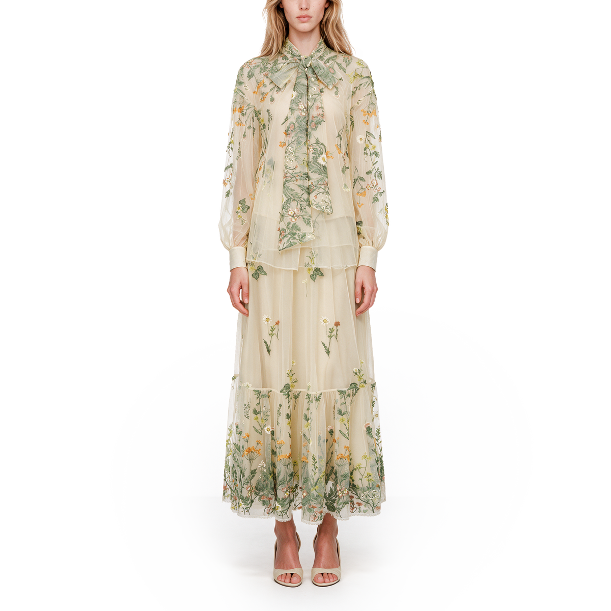 Green embroidered top