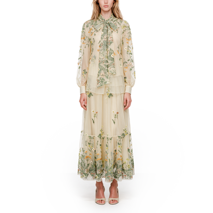 Green embroidered top