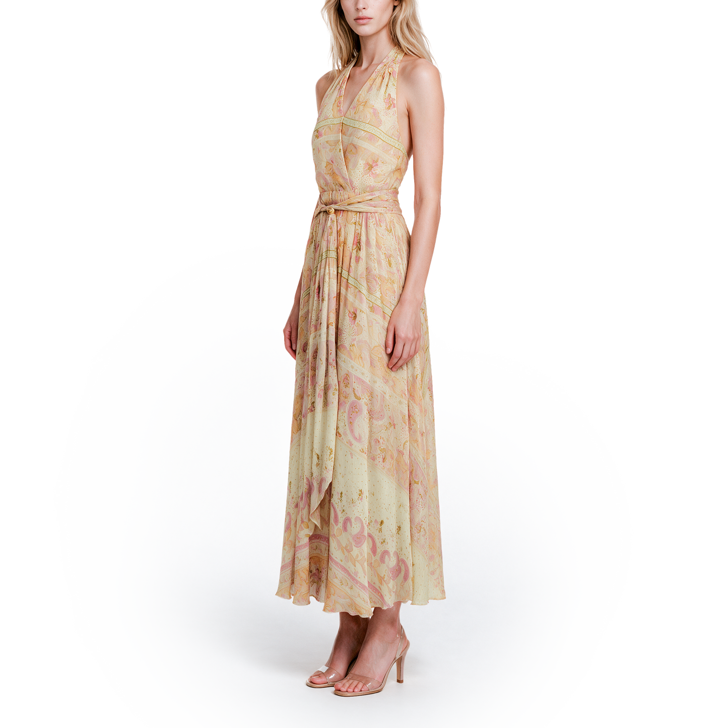 Gold printed dress