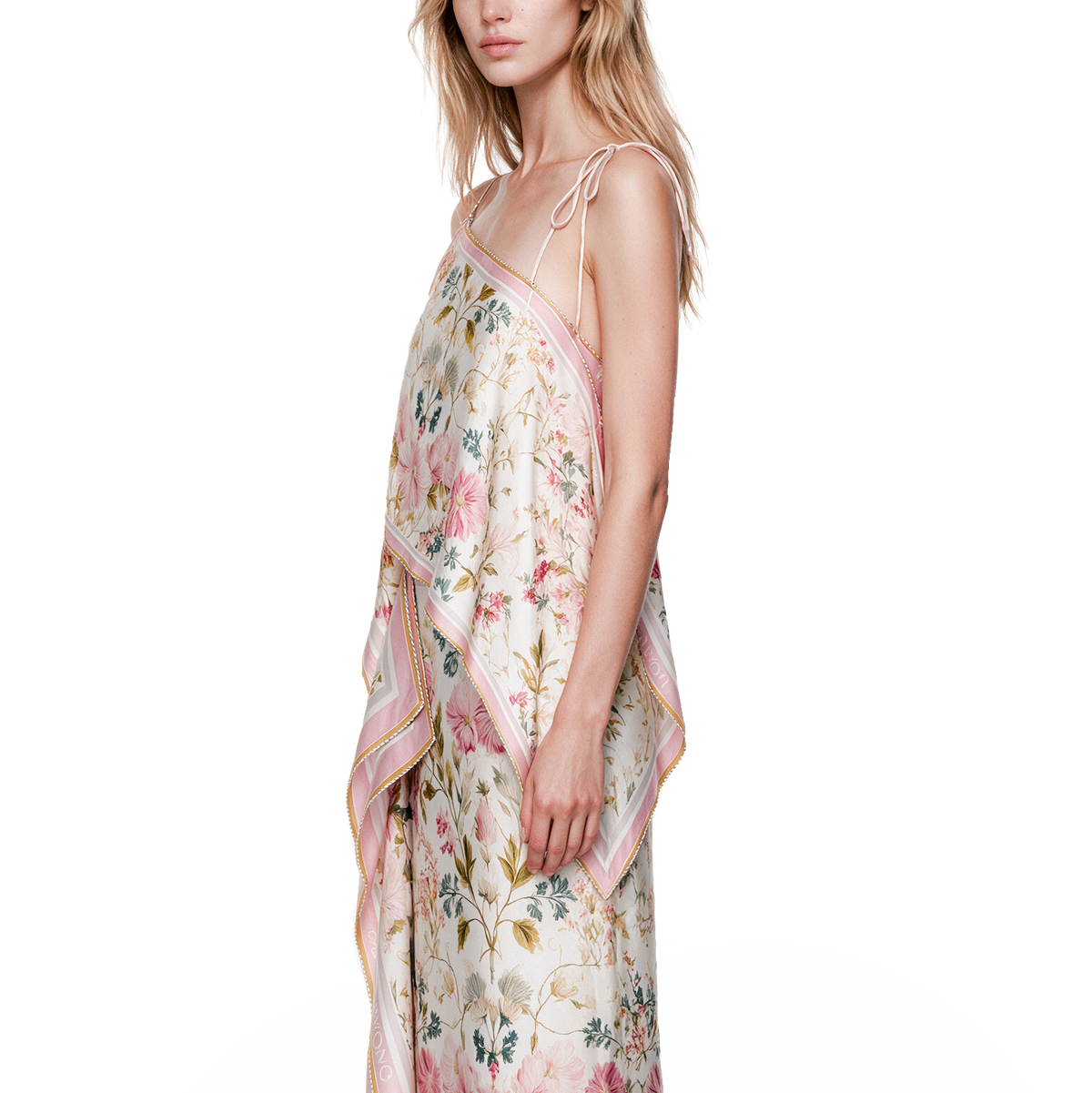 Patchwork silk scarf strappy top