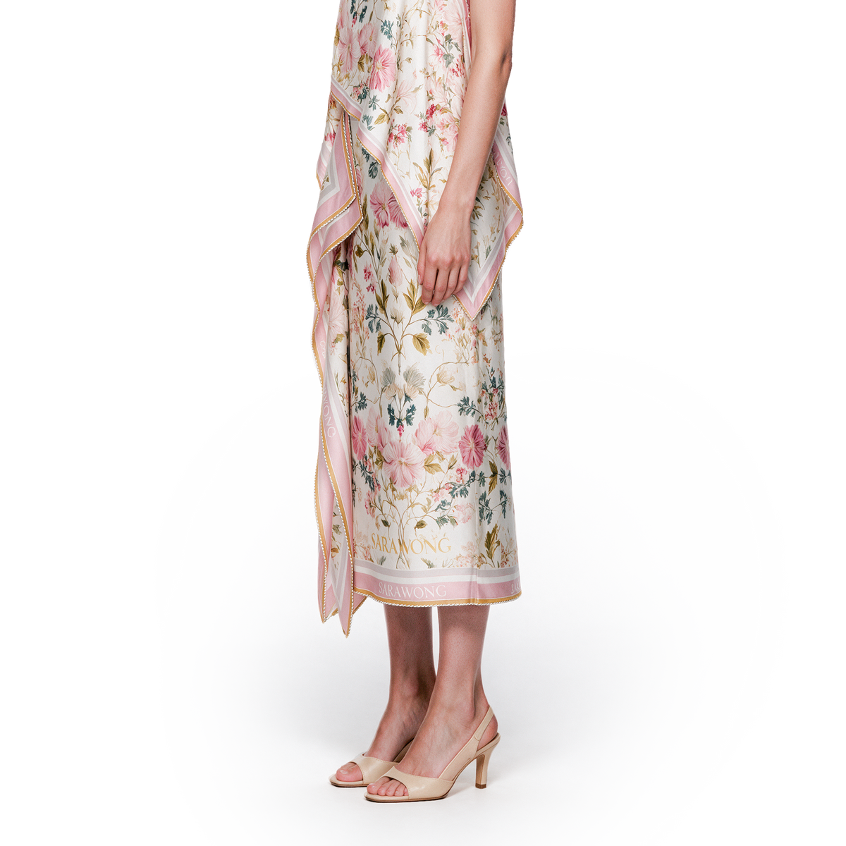 Patchwork silk scarf skirt