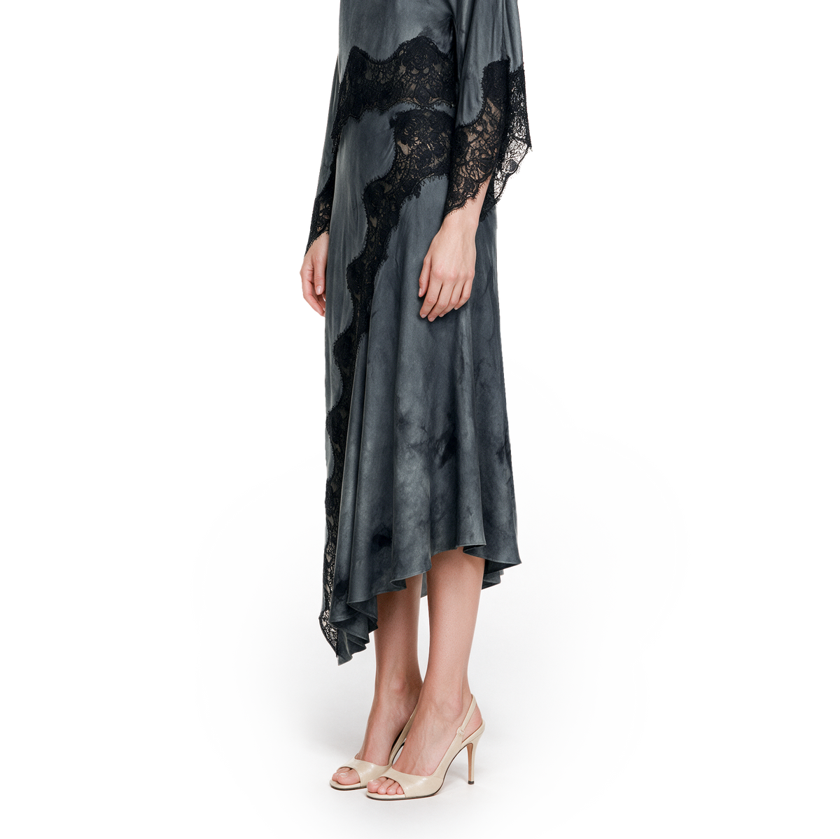 Dark Gray Lace Midi Skirt