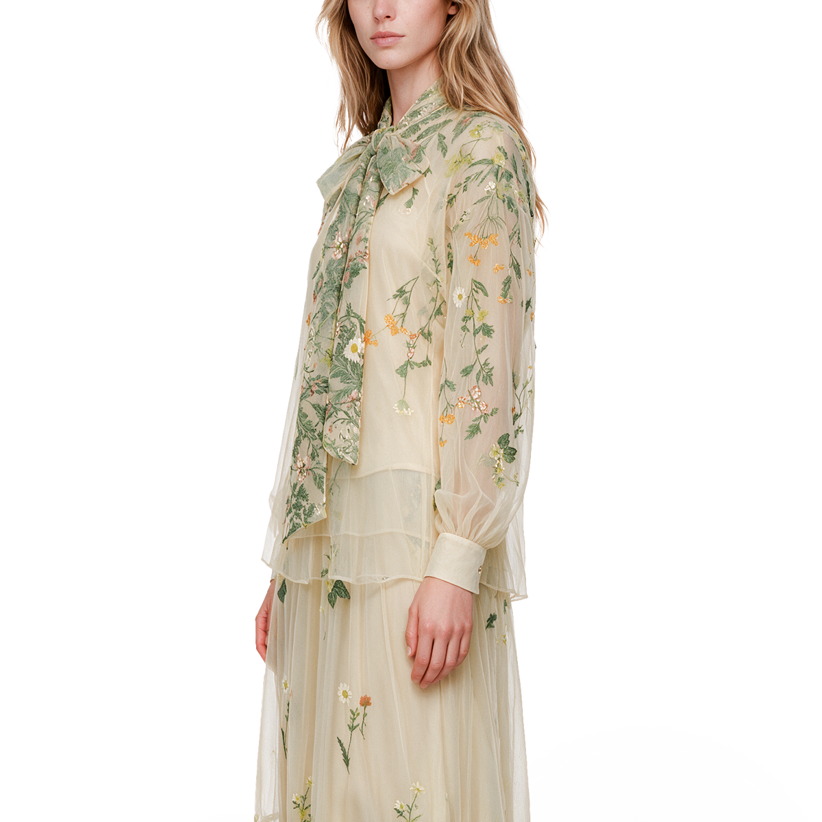 Green embroidered top
