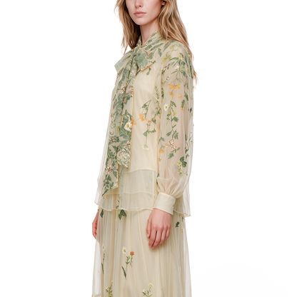 Green embroidered top