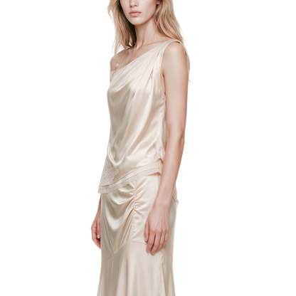 Light apricot-colored silk top