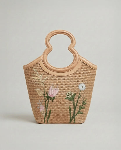 Floral-patterned bucket bag