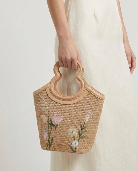Floral-patterned bucket bag
