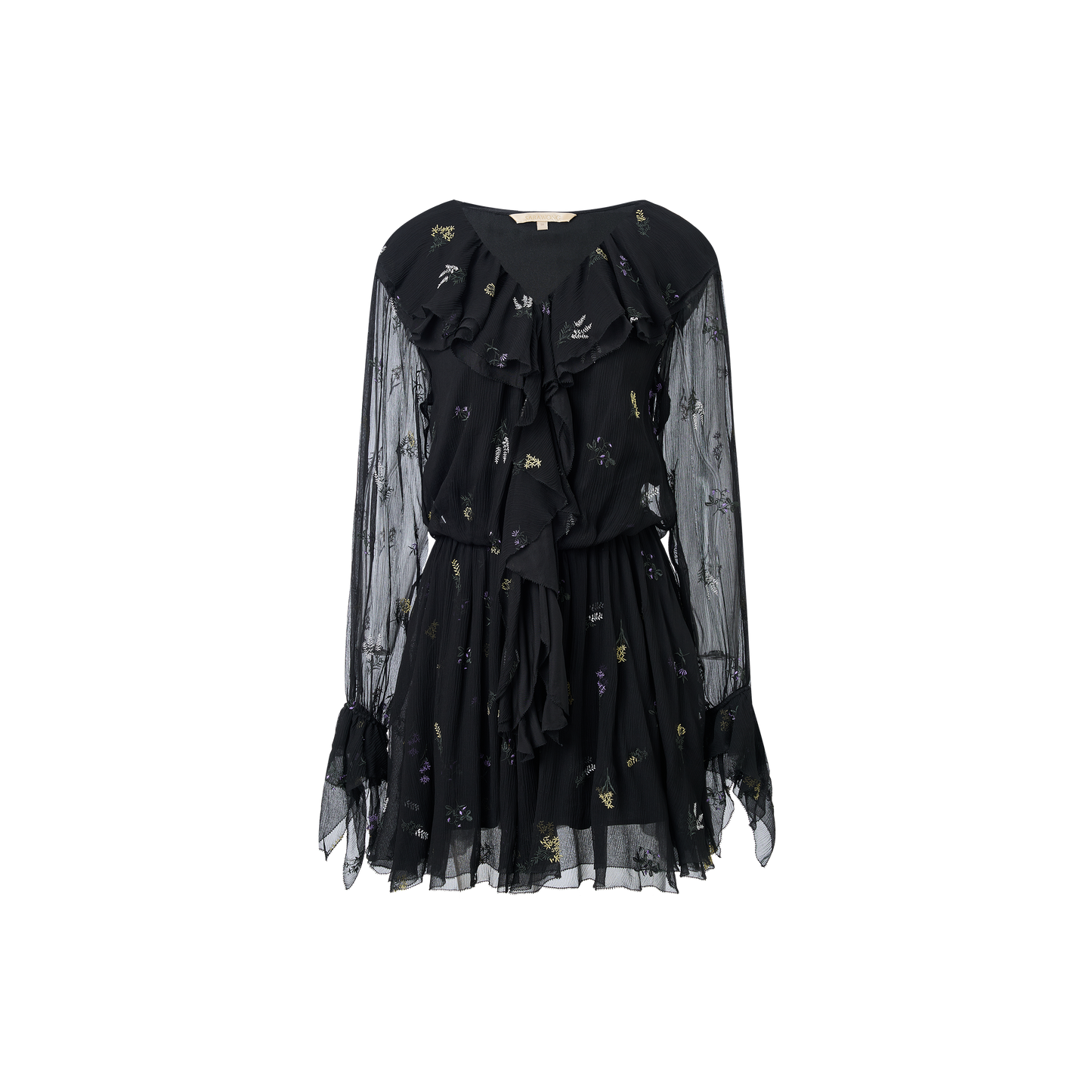 Black embroidered silk top