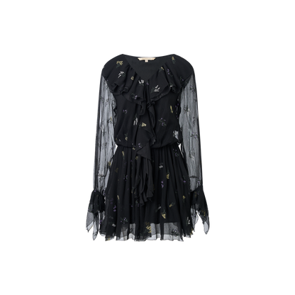 Black embroidered silk top