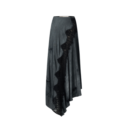 Dark Gray Lace Midi Skirt