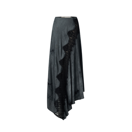 Dark Gray Lace Midi Skirt