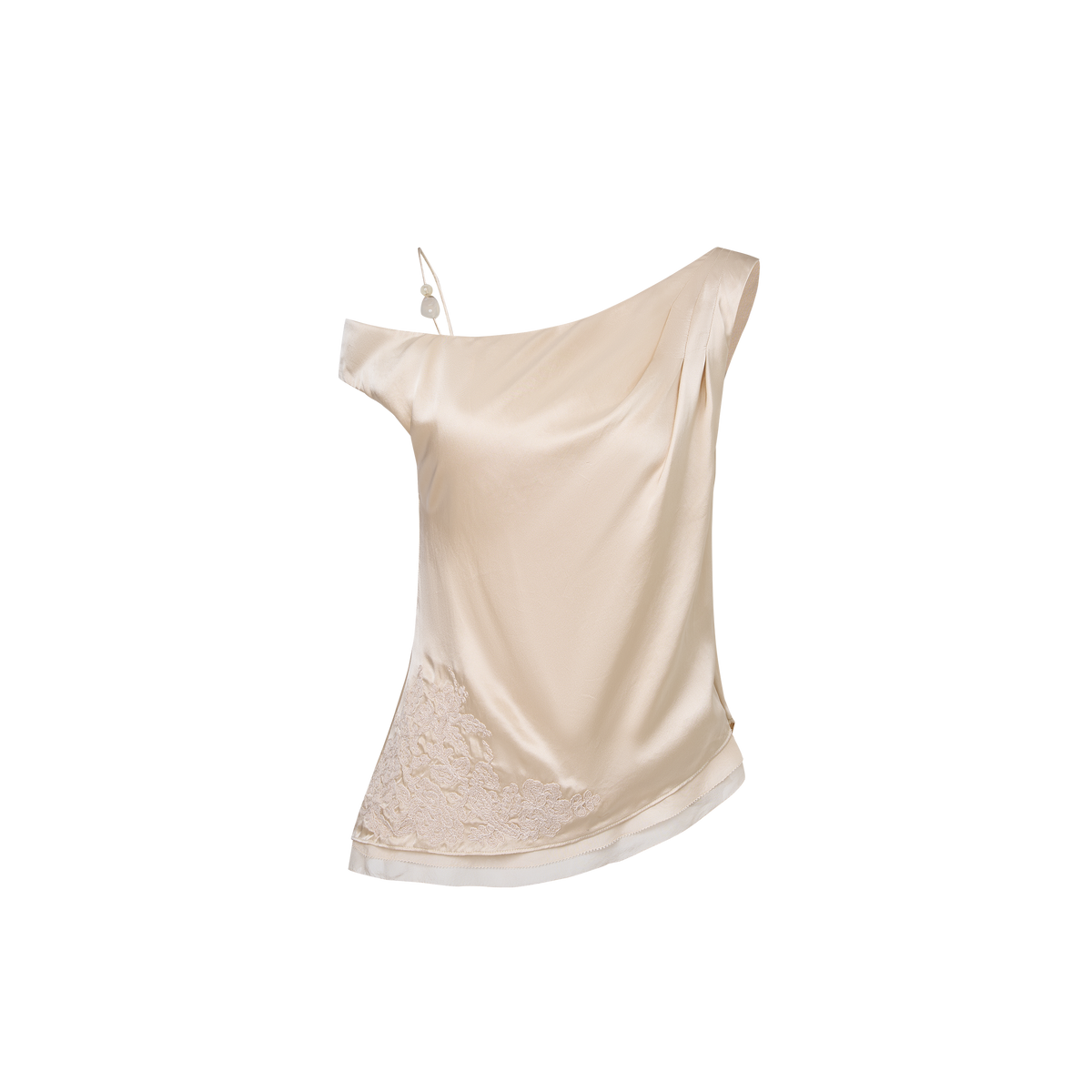 Light apricot-colored silk top