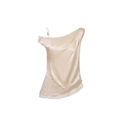 Light apricot-colored silk top
