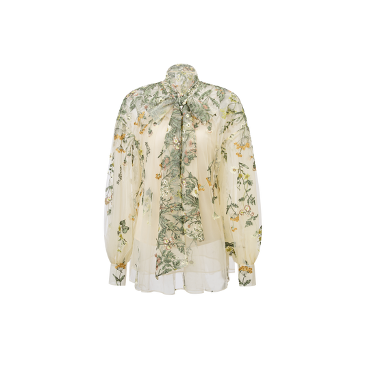Green embroidered top