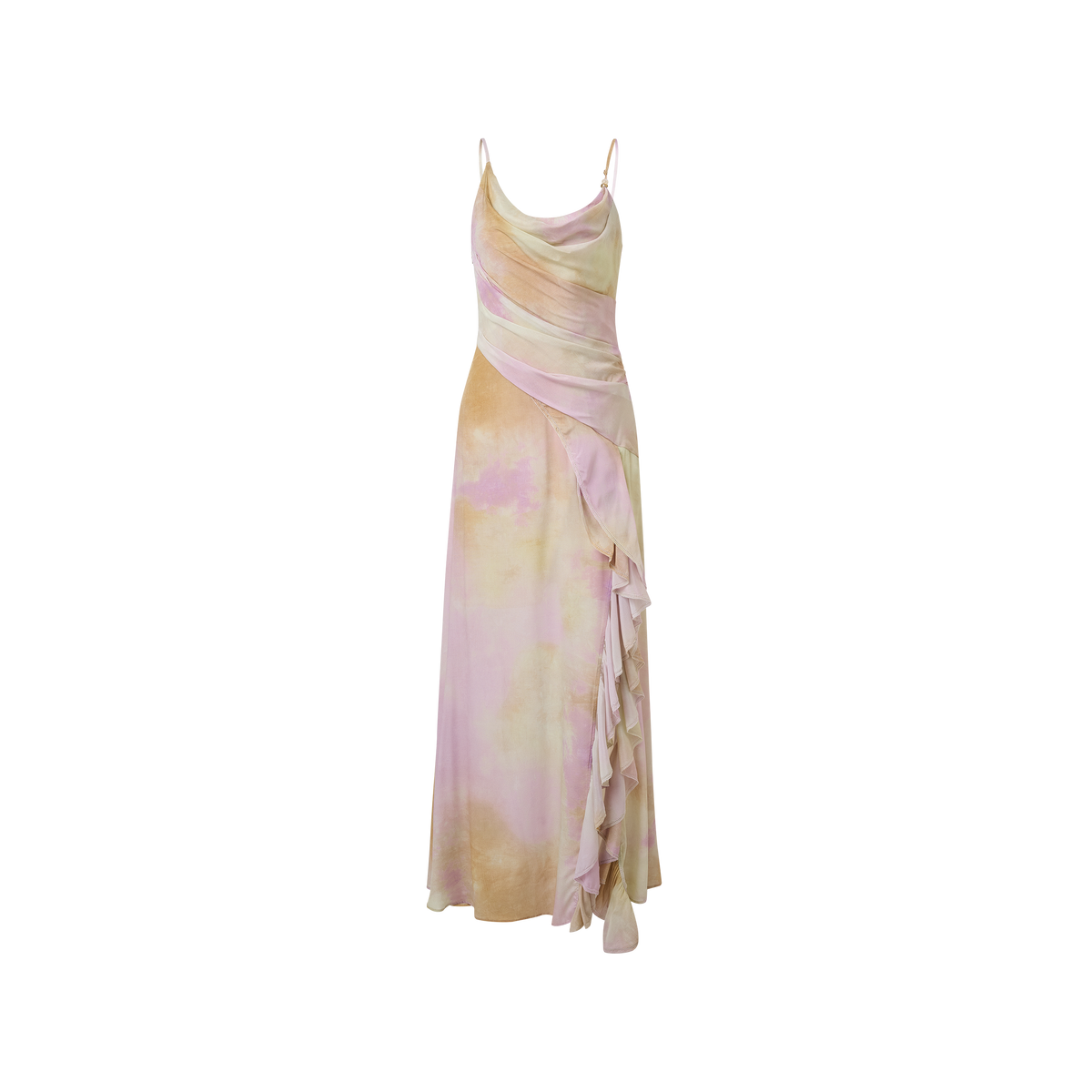 Apricot-yellow ruffled dress