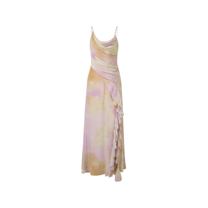Apricot-yellow ruffled dress
