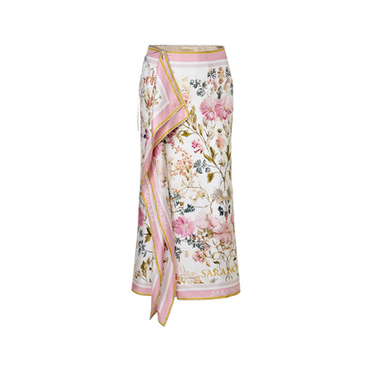 Patchwork silk scarf skirt