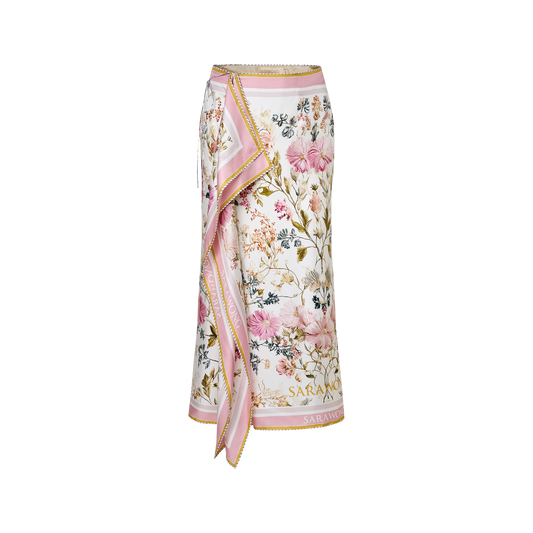 Patchwork silk scarf skirt
