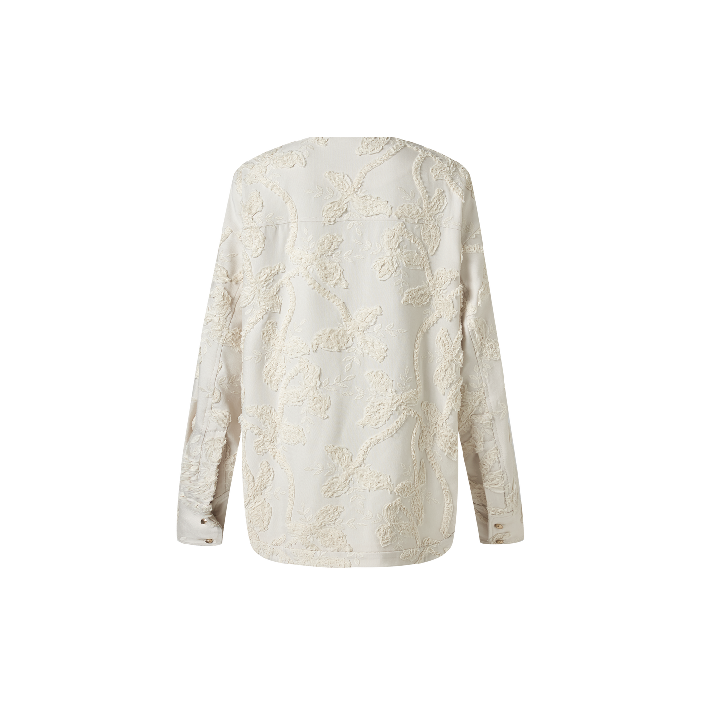 Embroidered silk and wool top