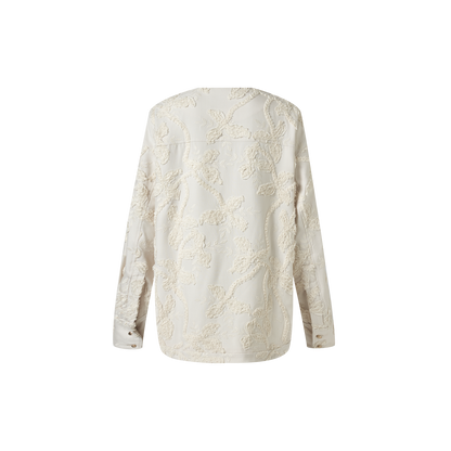 Embroidered silk and wool top
