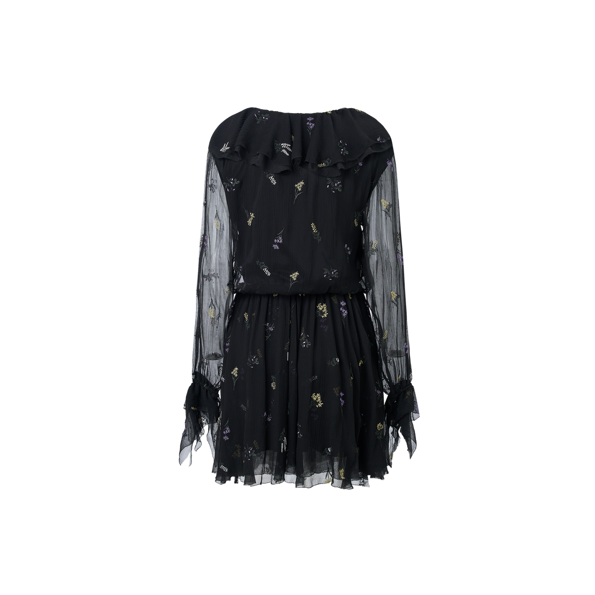 Black embroidered silk top