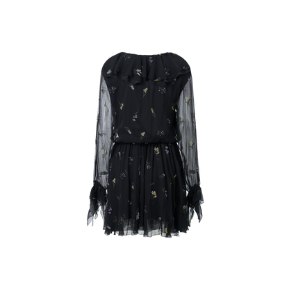 Black embroidered silk top