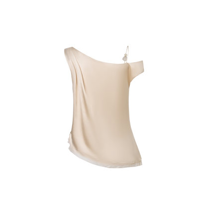 Light apricot-colored silk top