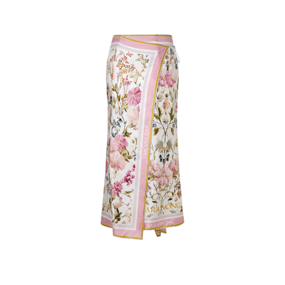 Patchwork silk scarf skirt