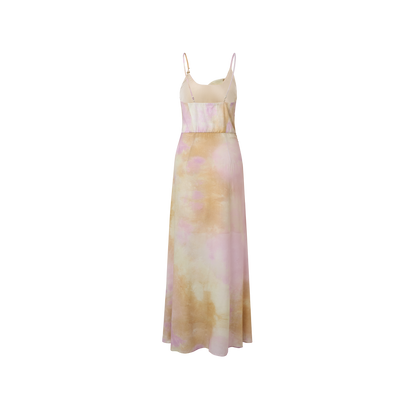 Apricot-yellow ruffled dress