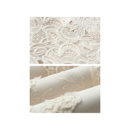 Off-white Linen-Silk Embroidered Midi Skirt