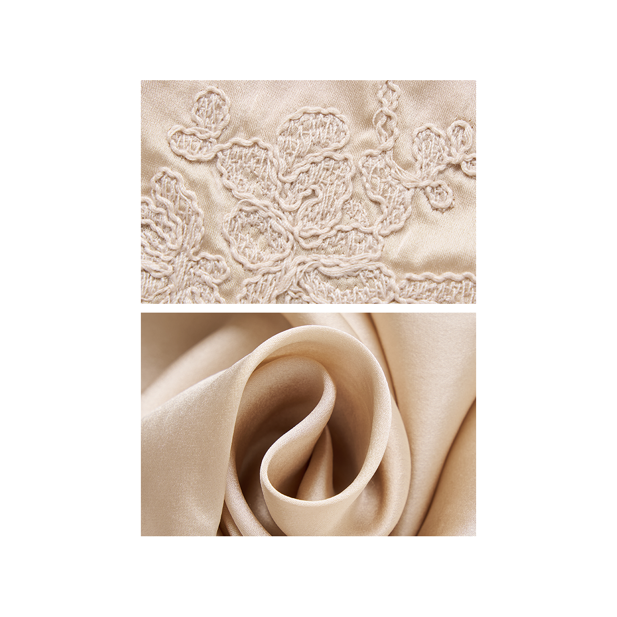 Light apricot-colored silk top