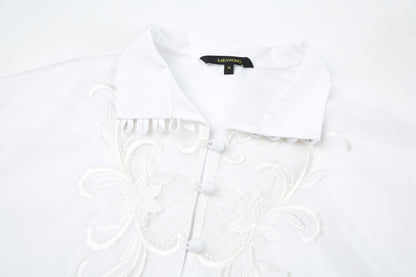 High Collar Embroidered  Shirt