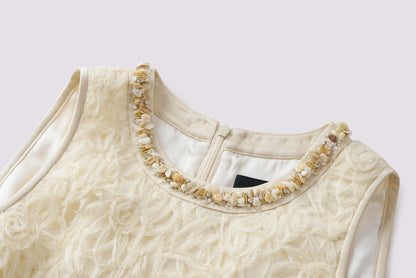 Beige texture A swing dress
