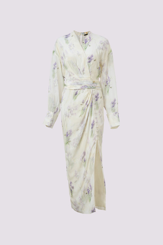 Purple flower Chinese dress