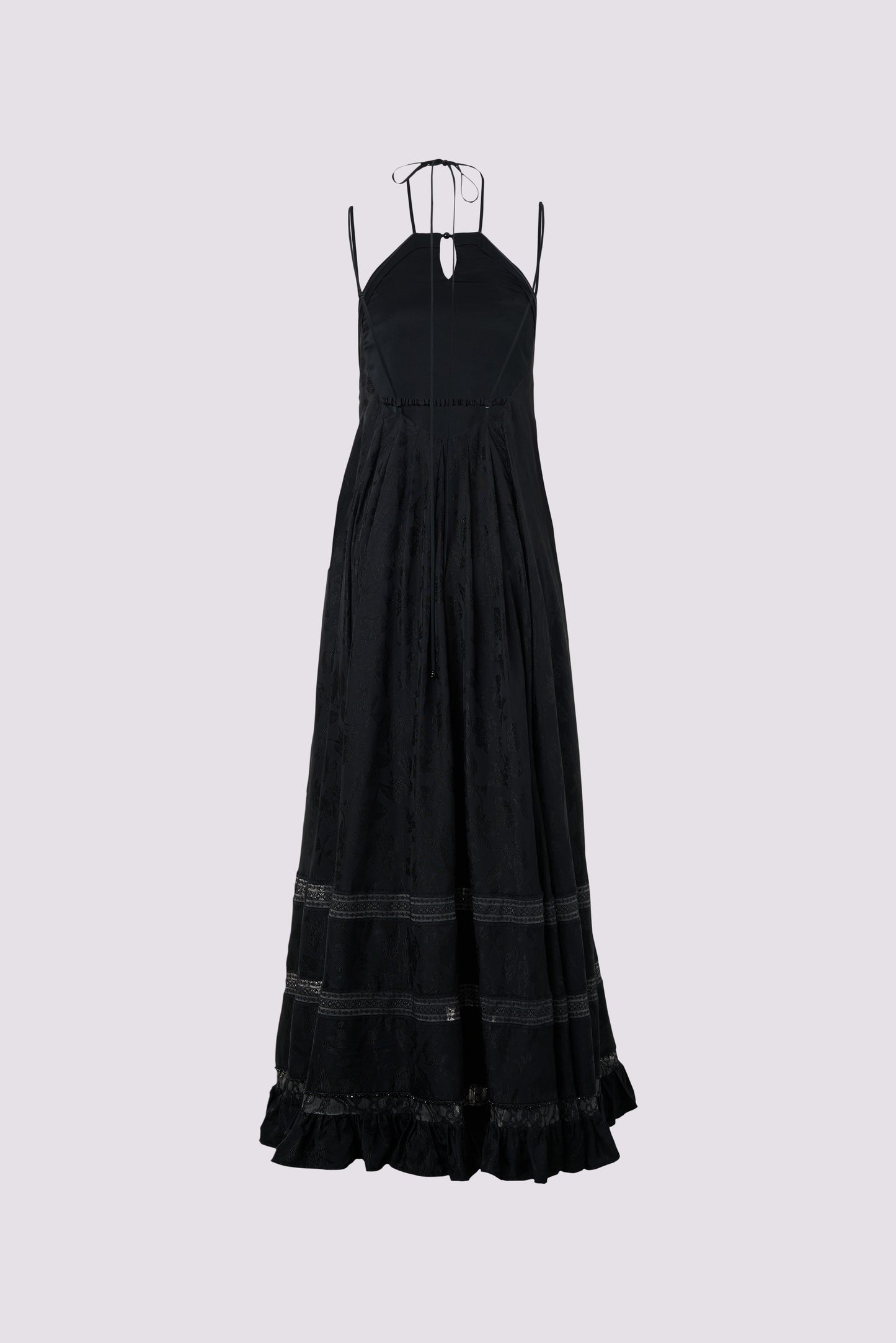 Black jacquard halter dress