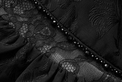 Black jacquard halter dress