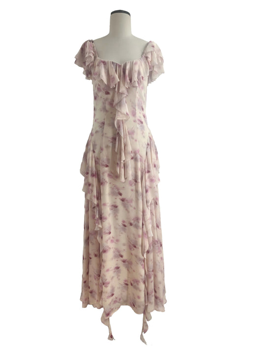 Pink floral print dress